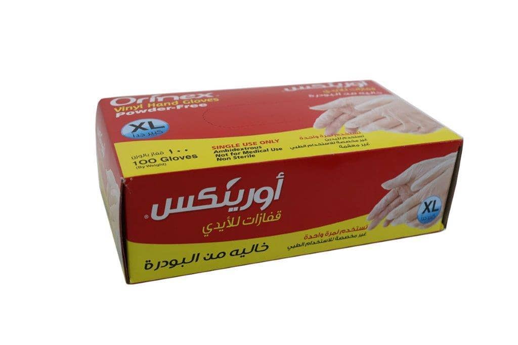 قفازات بدون بودرة كبير اورينكس100/10حبه