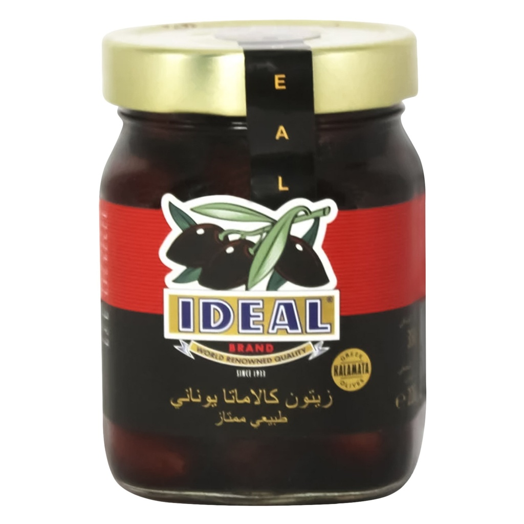 ايديال زيتون اسود عبوة زجاج 350جم