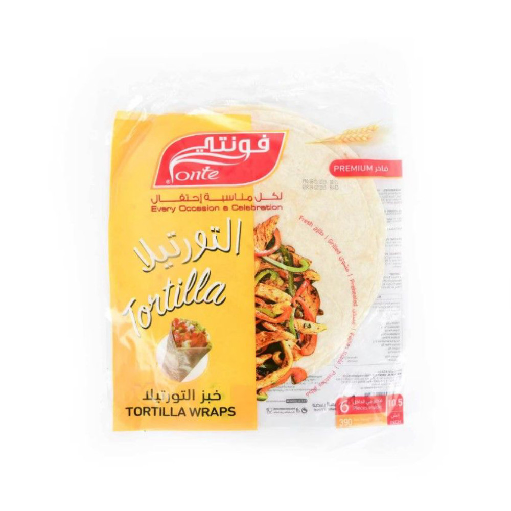 خبز تورتيلا ابيض 10.5  انش 12  حبة 900  جم