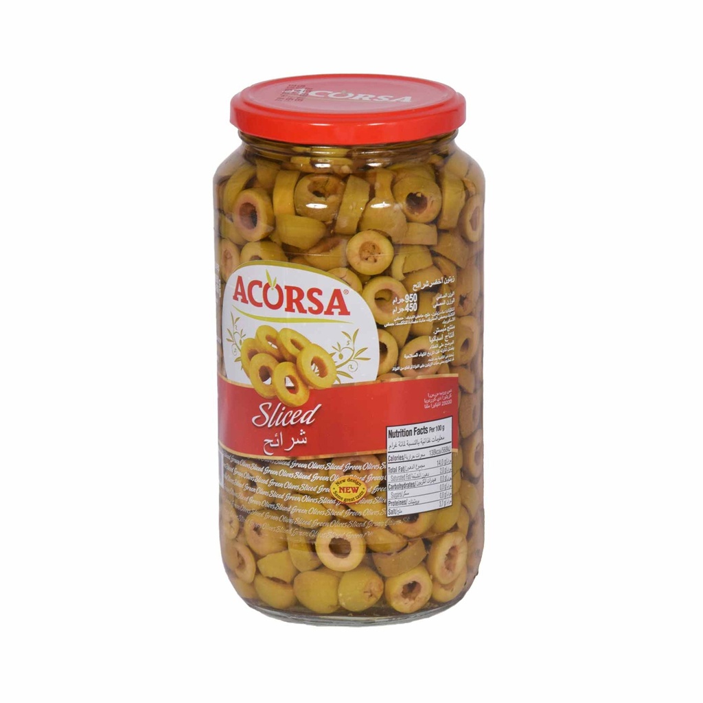 اكورسا زيتون اخضر شرائح 950  غرام