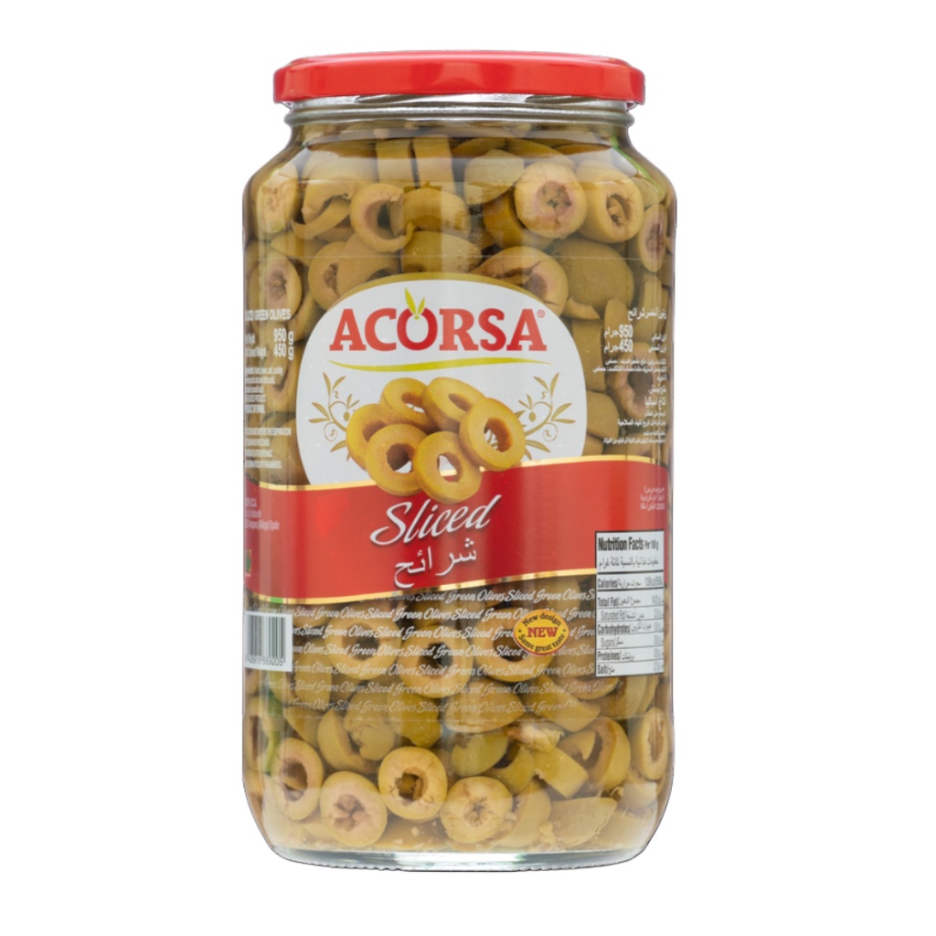 اكورسا زيتون اخضر شرائح 950  غرام