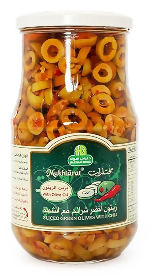 حلواني زيتون اخضر شرائح بالشطة 240جم