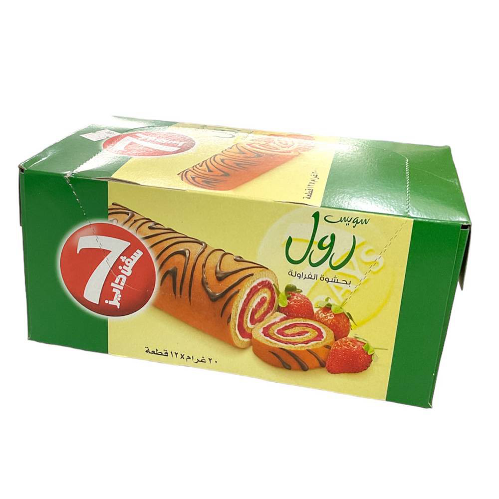 سويس رول بحشوة الفراولة سفن دايز 20جم*12