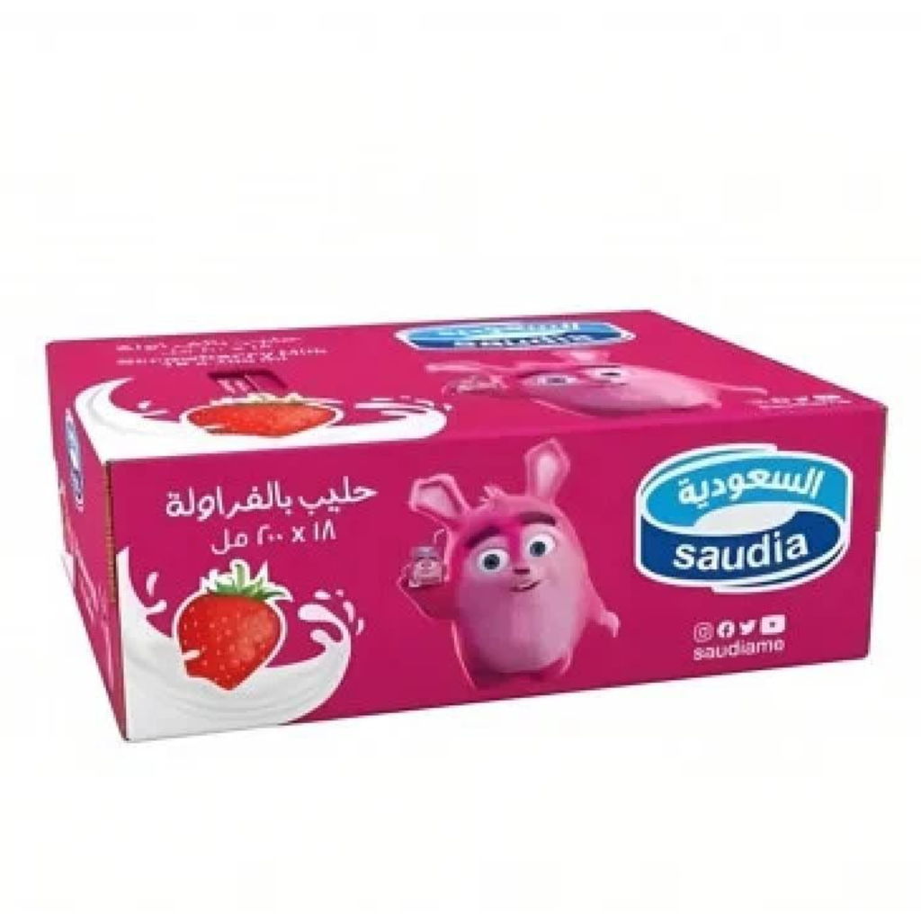 حليب السعودية فراولة 200مل*18