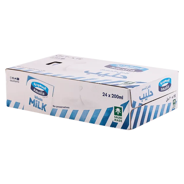 حليب السعودية كامل الدسم 200مل*24