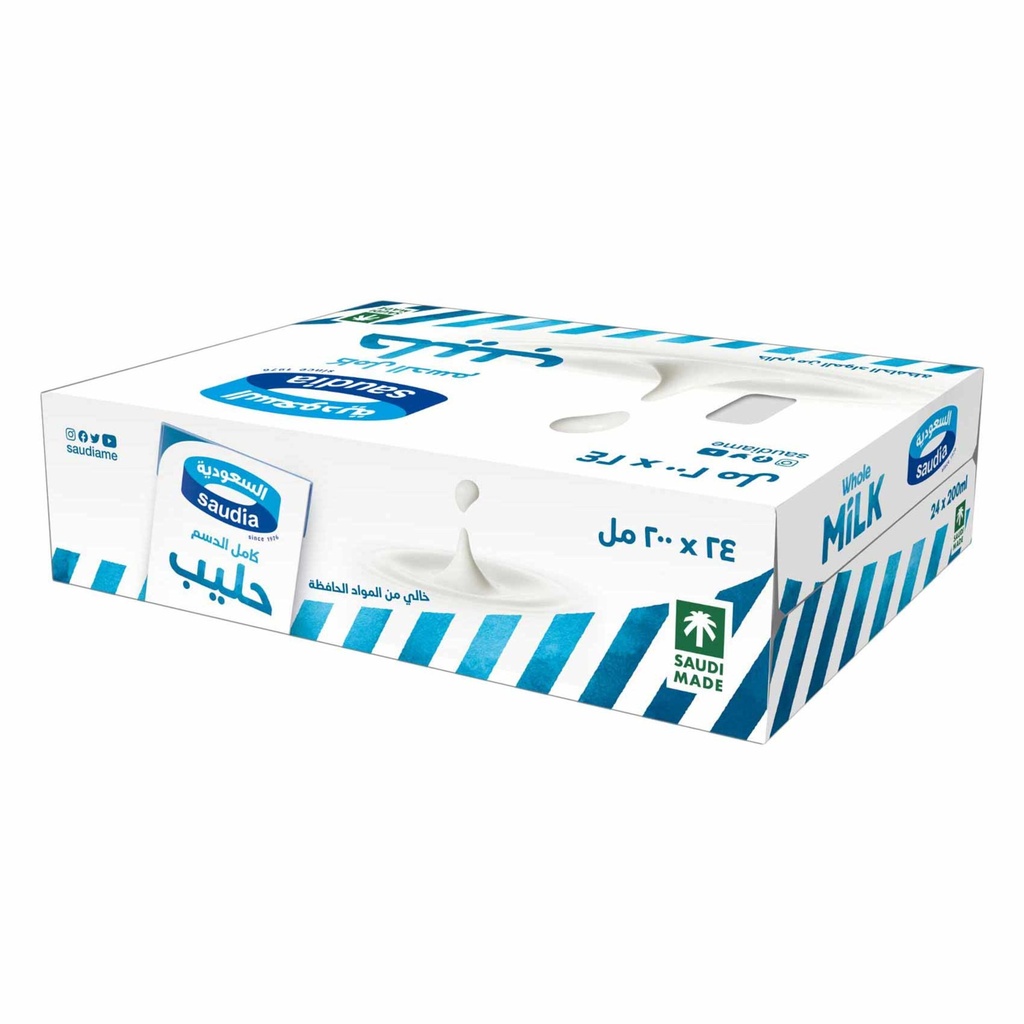 حليب السعودية كامل الدسم 200مل*24