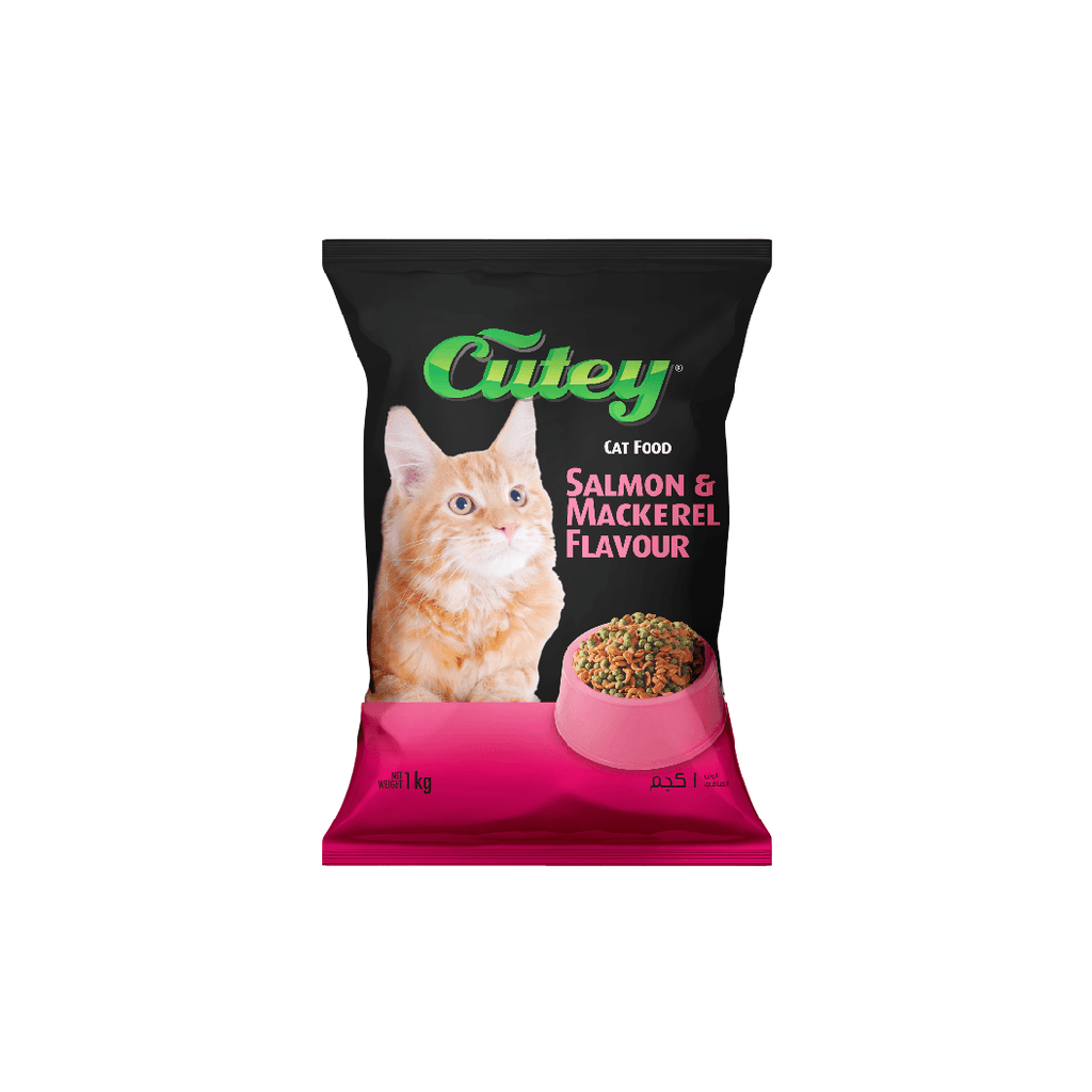 اكل قطط بنكهة السالمون وماكريل كيوتى 1kg